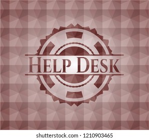 Help Desk red seamless badge with geometric pattern background.
