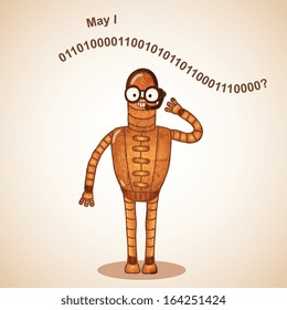 Help desk robot ready for service vector illustration