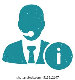 Help Desk rubber seal stamp watermark. Icon vector symbol with grunge design and corrosion texture. Scratched soft blue ink sticker on a white background.