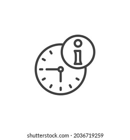 Help desk time line icon. linear style sign for mobile concept and web design. Clock and information outline vector icon. Symbol, logo illustration. Vector graphics