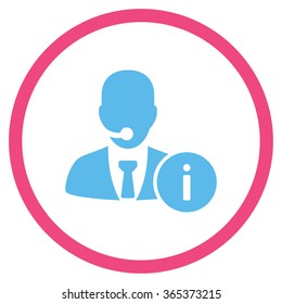 Help Desk vector icon. Style is bicolor flat circled symbol, pink and blue colors, rounded angles, white background.