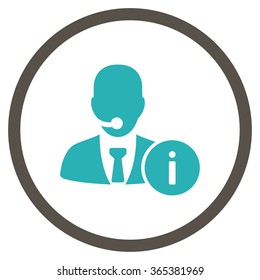 Help Desk vector icon. Style is bicolor flat circled symbol, grey and cyan colors, rounded angles, white background.