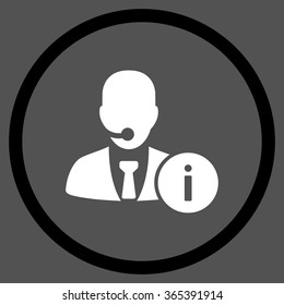 Help Desk vector icon. Style is bicolor flat circled symbol, black and white colors, rounded angles, gray background.