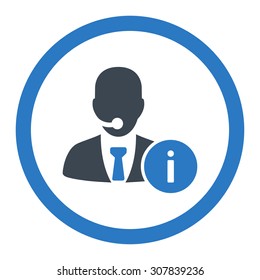 Help desk vector icon. This rounded flat symbol is drawn with smooth blue colors on a white background.