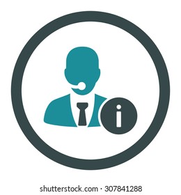 Help desk vector icon. This rounded flat symbol is drawn with soft blue colors on a white background.