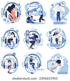 Ilustración vectorial del escritorio de ayuda. La ayuda y el apoyo convergen en el servicio de asistencia, ofreciendo vida útil en el ámbito digital El servicio de asistencia es el sistema nervioso central, conectando las empresas con los conocimientos técnicos de apoyo