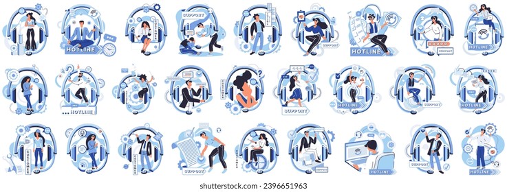 Help desk vector illustration. The help desk concept thrives on synergy technology, service, and professional consultation Online success is intertwined with support centers mission to aid and assist