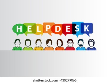 Help desk vector illustration of group of call center employees