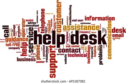 Help desk word cloud concept. Vector illustration