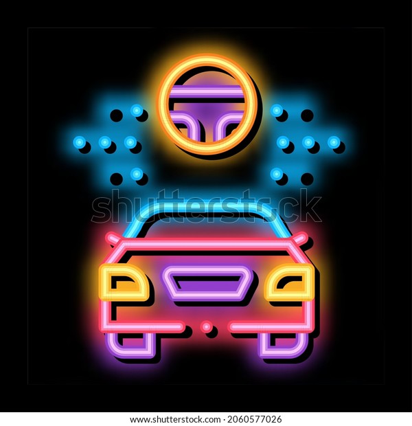 help for driving car neon light sign vector.\
Glowing bright icon help for driving car sign. transparent symbol\
illustration