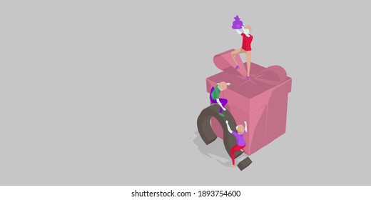 help each other to get to the top. lift the trophy. Teamwork Concept and success. Easy to edit and Customize. Vector illustration. Flat design style.