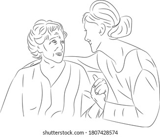 Help for the elderly. Caring for parents. Old mother.