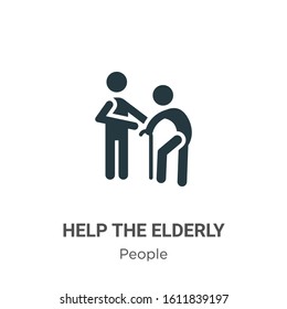 Help the elderly glyph icon vector on white background. Flat vector help the elderly icon symbol sign from modern people collection for mobile concept and web apps design.