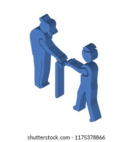 Help the elderly isometric left top view 3D icon