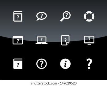 Help and FAQ icons on black background. Vector illustration.