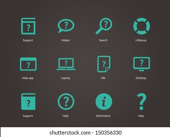 Help and FAQ icons. Vector illustration.