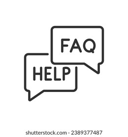 Help and FAQ, linear icon. Line with editable stroke