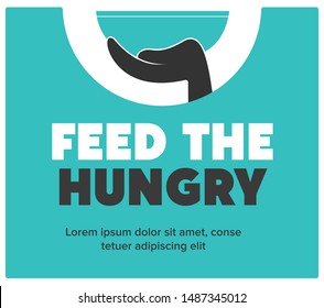 Help Feed a hungry child. Hunger Prevention. Charity Donation. Food sharing. Giving food for the poor and refugees. Charity and volunteer organizations feeding people.