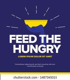 Help Feed a hungry child. Hunger Prevention. Charity Donation. Food sharing. Giving food for the poor and refugees. Charity and volunteer organizations feeding people.