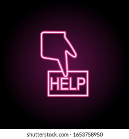 Help, finger, touch, clap neon icon. Simple thin line, outline vector of touch gesture icons for ui and ux, website or mobile application