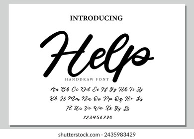 Ayuda Fuente Pincel elegante pintado en mayúsculas letras vectoriales, alfabeto, tipo de letra