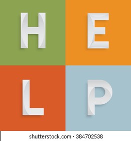 'HELP' four-letter-word for websites, illustration, vector