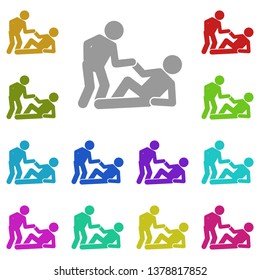 Help a friend, helps to get up multi color icon. Simple glyph, flat vector of Friendship icons for UI and UX, website or mobile application