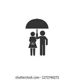 Help a friend, a friend holds an umbrella icon. Simple glyph vector of friendship set icons for UI and UX, website or mobile application