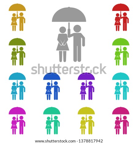 Help a friend, a friend holds an umbrella multi color icon. Simple glyph, flat vector of Friendship icons for UI and UX, website or mobile application