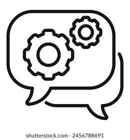 Ayuda a engranar el Vector de contorno del icono de Asistencia de chat. Operador en línea. Ayuda de Bot ai