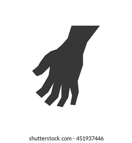 Help gesture concept represented by human hand silhouette icon. Isolated and flat illustration.