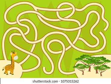 Help giraffe back to the forest. Maze game for kids
