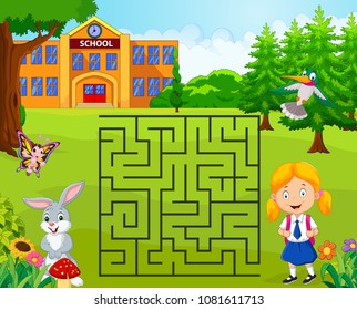 help the girl to find her school, maze game