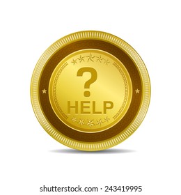 Help Golden Vector Icon Button