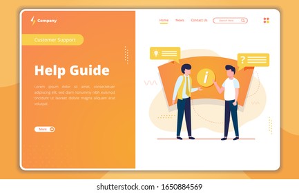 Help guide concept on landing page template