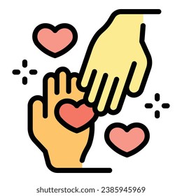 Help hand icon outline vector. Value integrity. Social business color flat