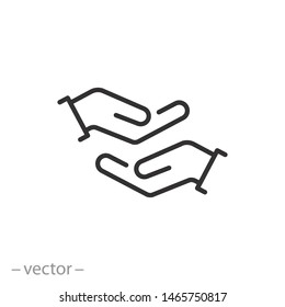 help hand icon, support people, hope together, logo, thin line symbol for web and mobile phone on white background - editable stroke vector illustration eps 10