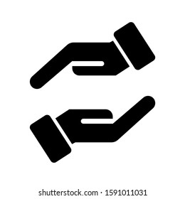 help hand icon, support people, hope together, logo, symbol in black flat design on white background