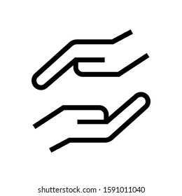 help hand icon, support people, hope together, logo, symbol in outline style on white background