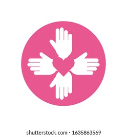 Help hands inside circle design of Collaborative team cooperation together partnership unity idea strategy solution togetherness and occupation theme Vector illustration