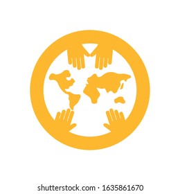 Help hands and world design of Collaborative team cooperation together partnership unity idea strategy solution togetherness and occupation theme Vector illustration