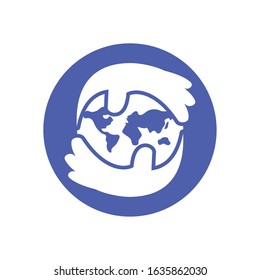 Help hands and world design of Collaborative team cooperation together partnership unity idea strategy solution togetherness and occupation theme Vector illustration