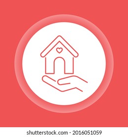 Help homeless color button icon. Charity concept for poor street people. Outline pictogram for web page, mobile app, promo.