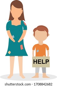 Ayuda a la ilustración vectorial de personas sin hogar