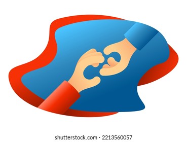 Help and hope concept with cartoon helping hands, benevolence charity illustration, helping hand
