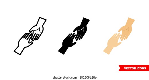 Help icon of 3 types: color, black and white, outline. Isolated vector sign symbol.