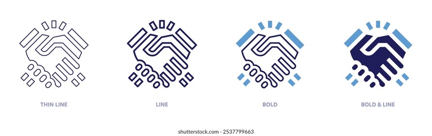 Ícone de ajuda em 4 estilos diferentes. Linha fina, Linha, Negrito e Linha Negrito. Estilo duotônico. Traçado editável.