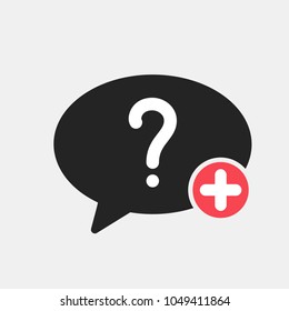 Help icon with add sign. Help icon and new, plus, positive symbol. Vector icon