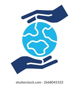Help Icon In Blue Monochrome Flat Design, Vector Illustration