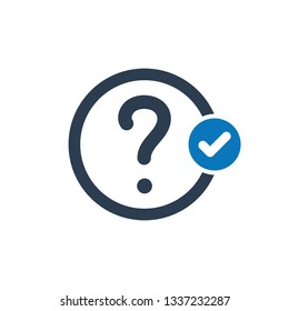 Help icon with check sign. Help icon and approved, confirm, done, tick, completed symbol. Vector illustration